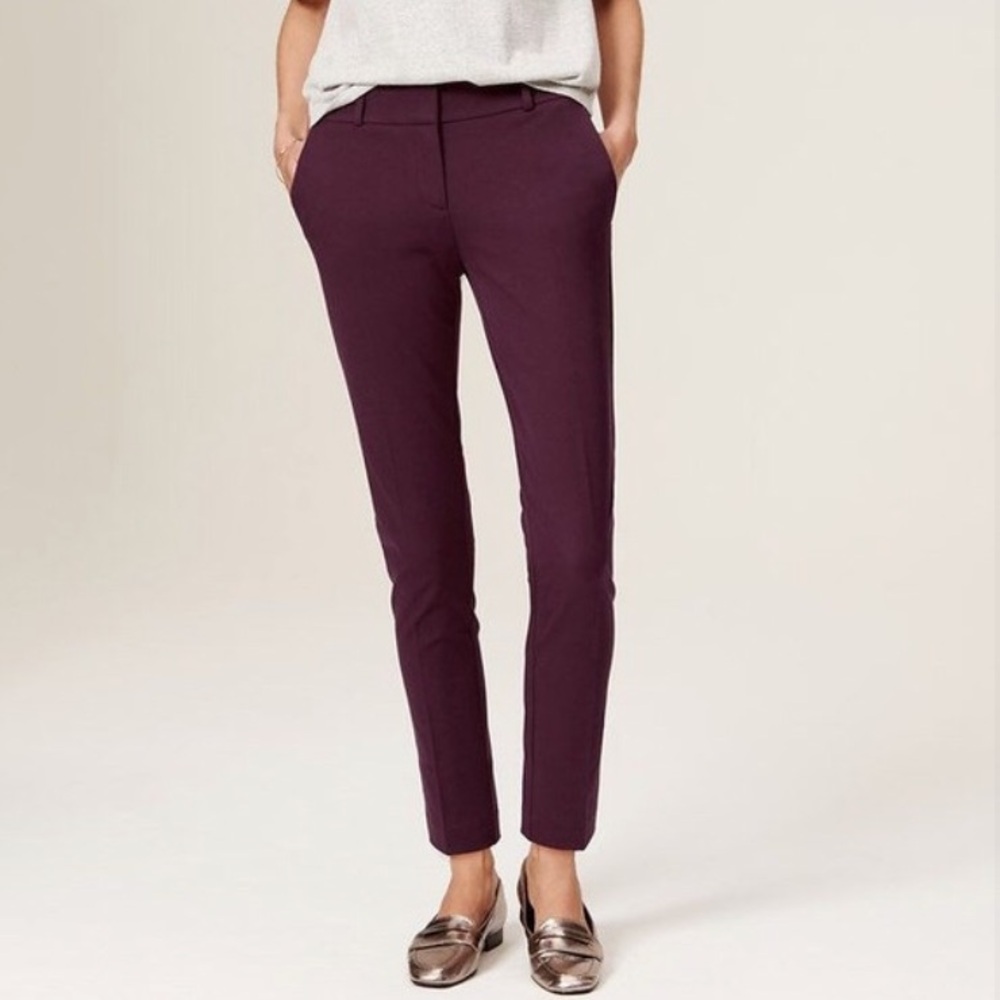 LOFT Straight Leg Pants in Plum
